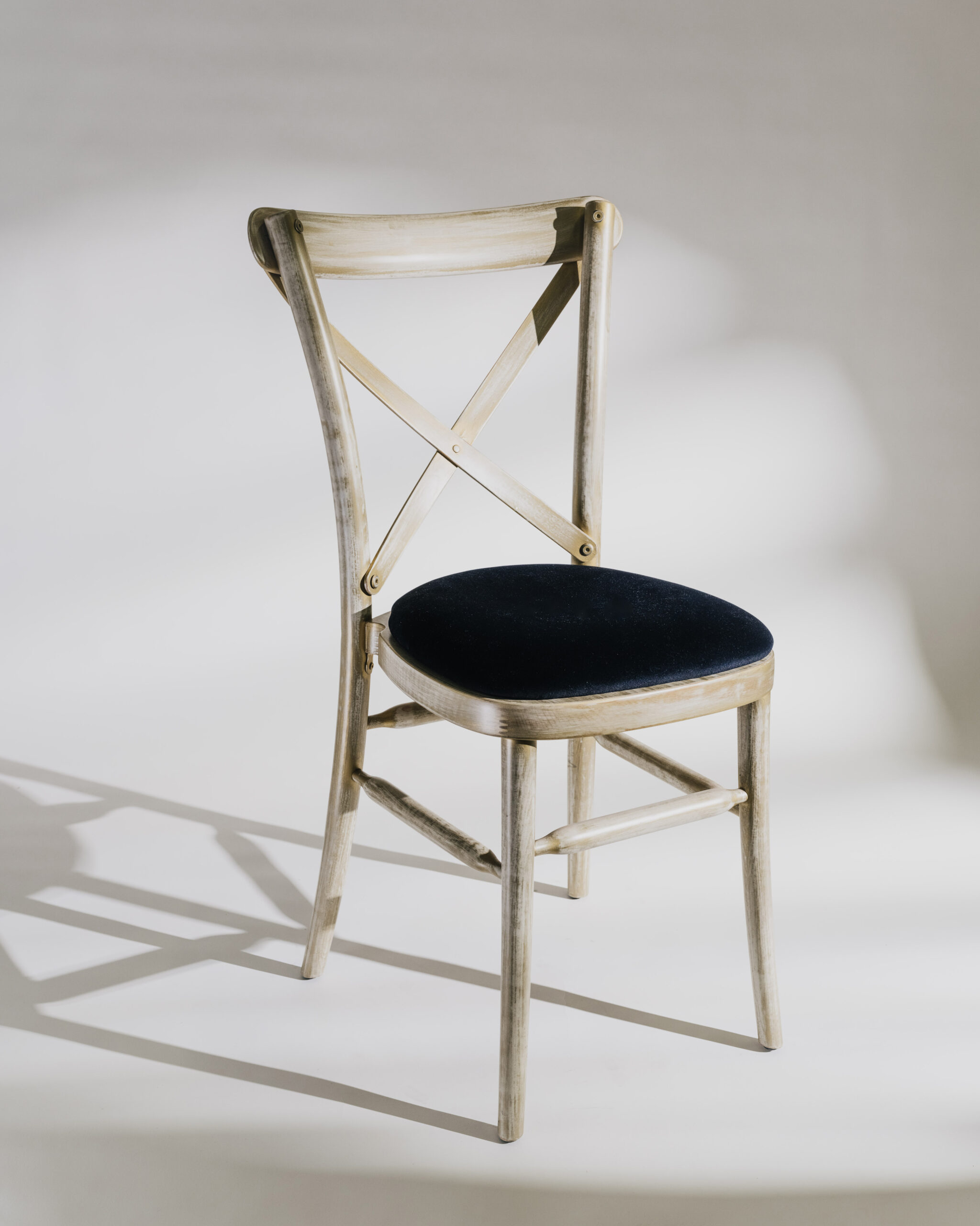 Stuhl Crossback Lime Wasch mit Kissen schwarz
